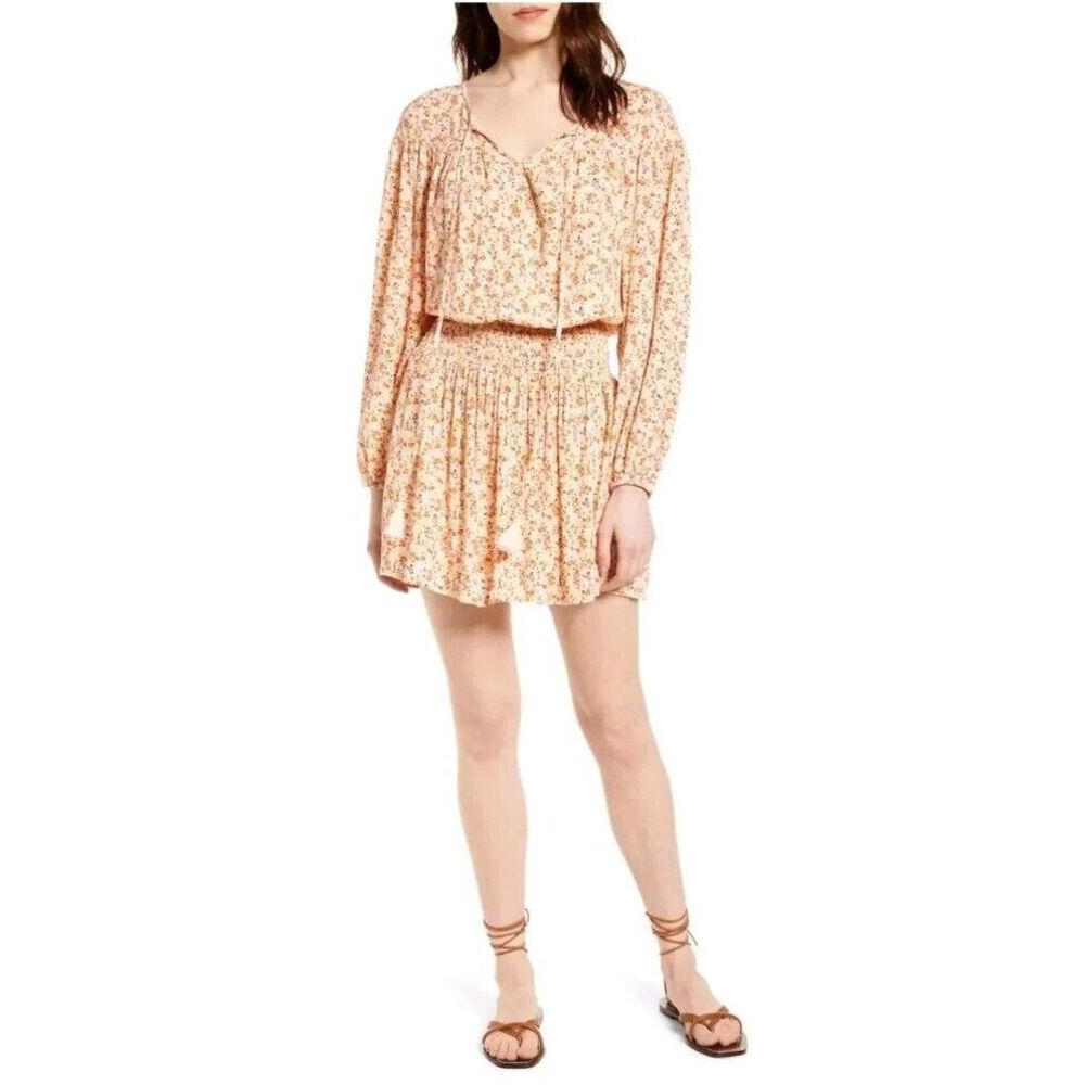 NWT All In Favor Smocked Waist Women's Mini Dress  Floral Medium Nordstrom Boho‎
